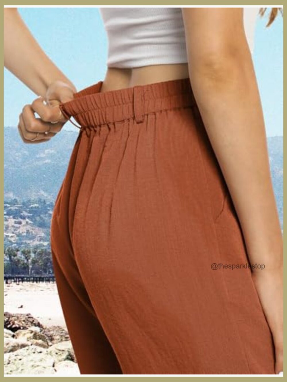 High Waisted Wide Leg Palazzo Pants with Pockets - Picture 3 of 7